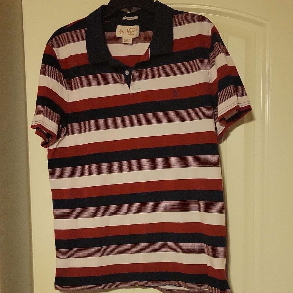 Original Penguin Red and Blue Polo Shirt Size XL